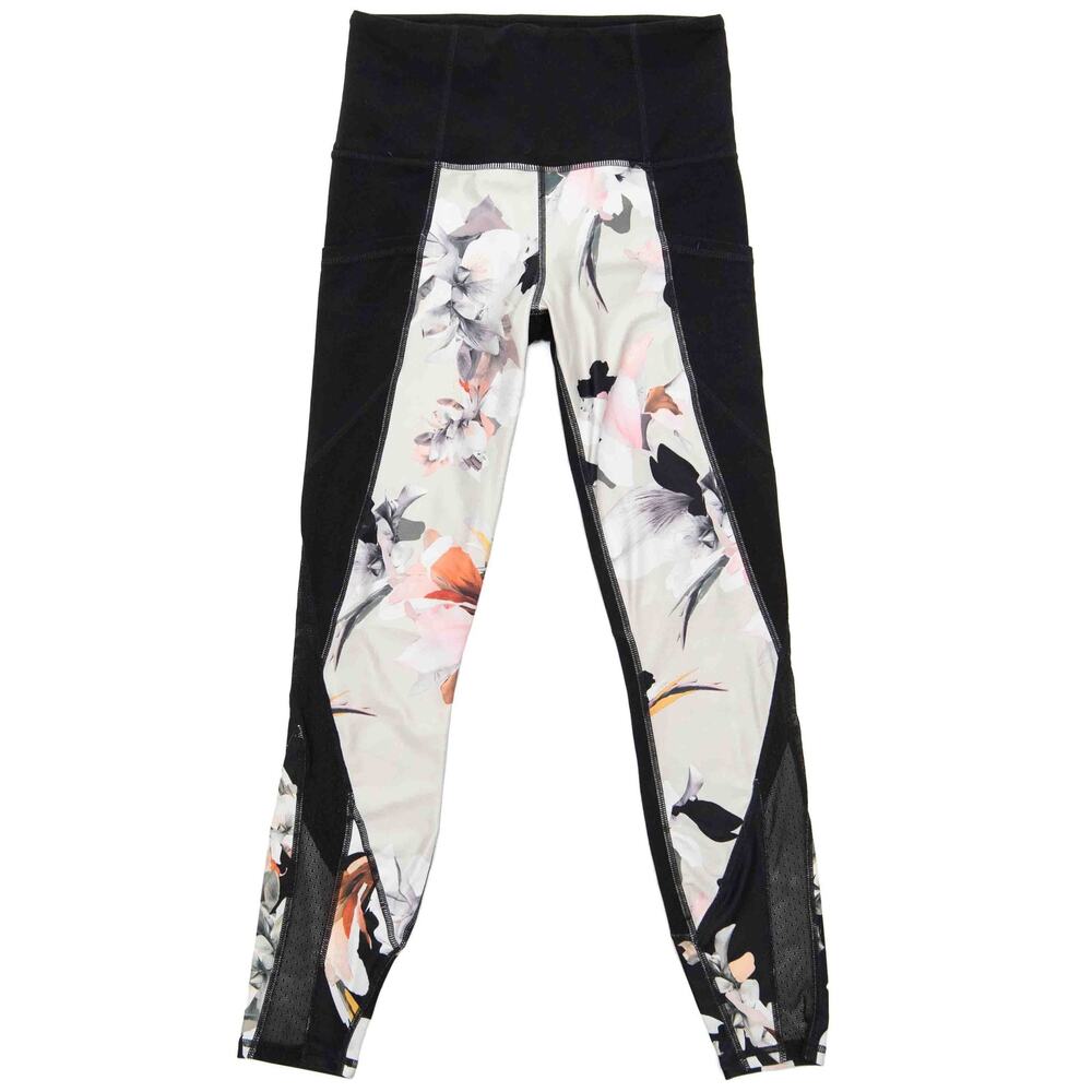 Athleta Black Blossom Intuition 7/8 Yoga Fitness Pants Leggings #866957 Size XS